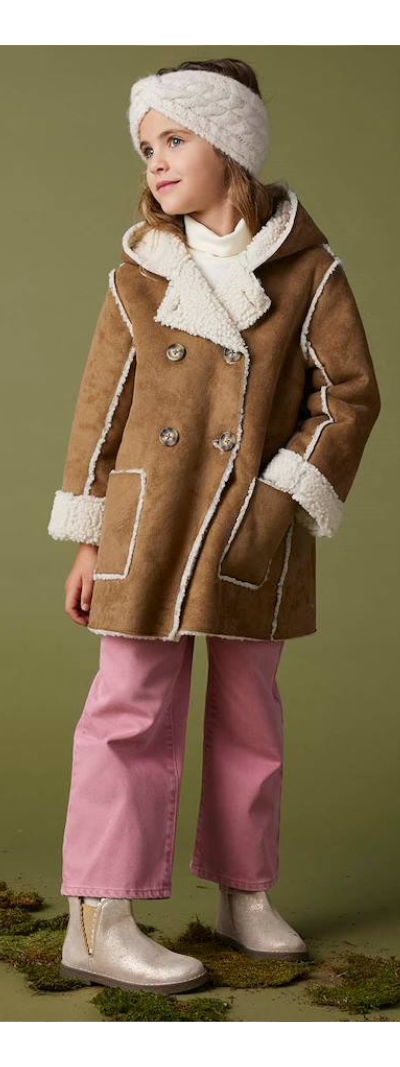 Mädchen Dufflecoat mit Kapuze & Knebelknöpfen - blush